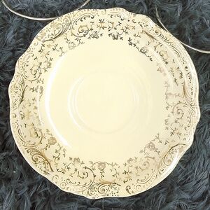 Vintage Set Of 6 Elegant Cream and Gold Saucers 6 Inches